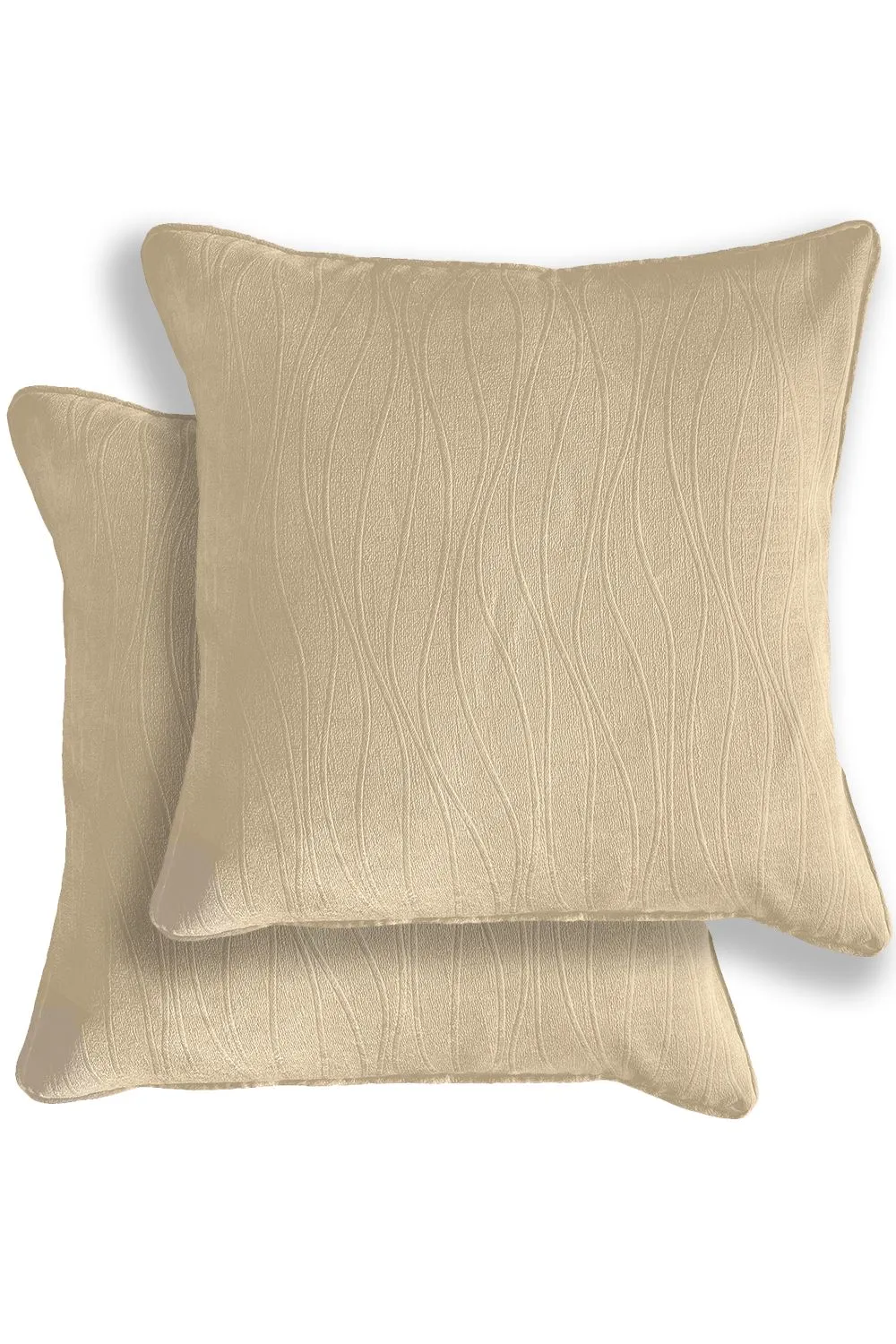 Enhanced Living Pair of Goodwood Textured Wave Pattern Double Sided Zip Opening Piped Edge Cushion Covers - 43x43cm - Cases Only