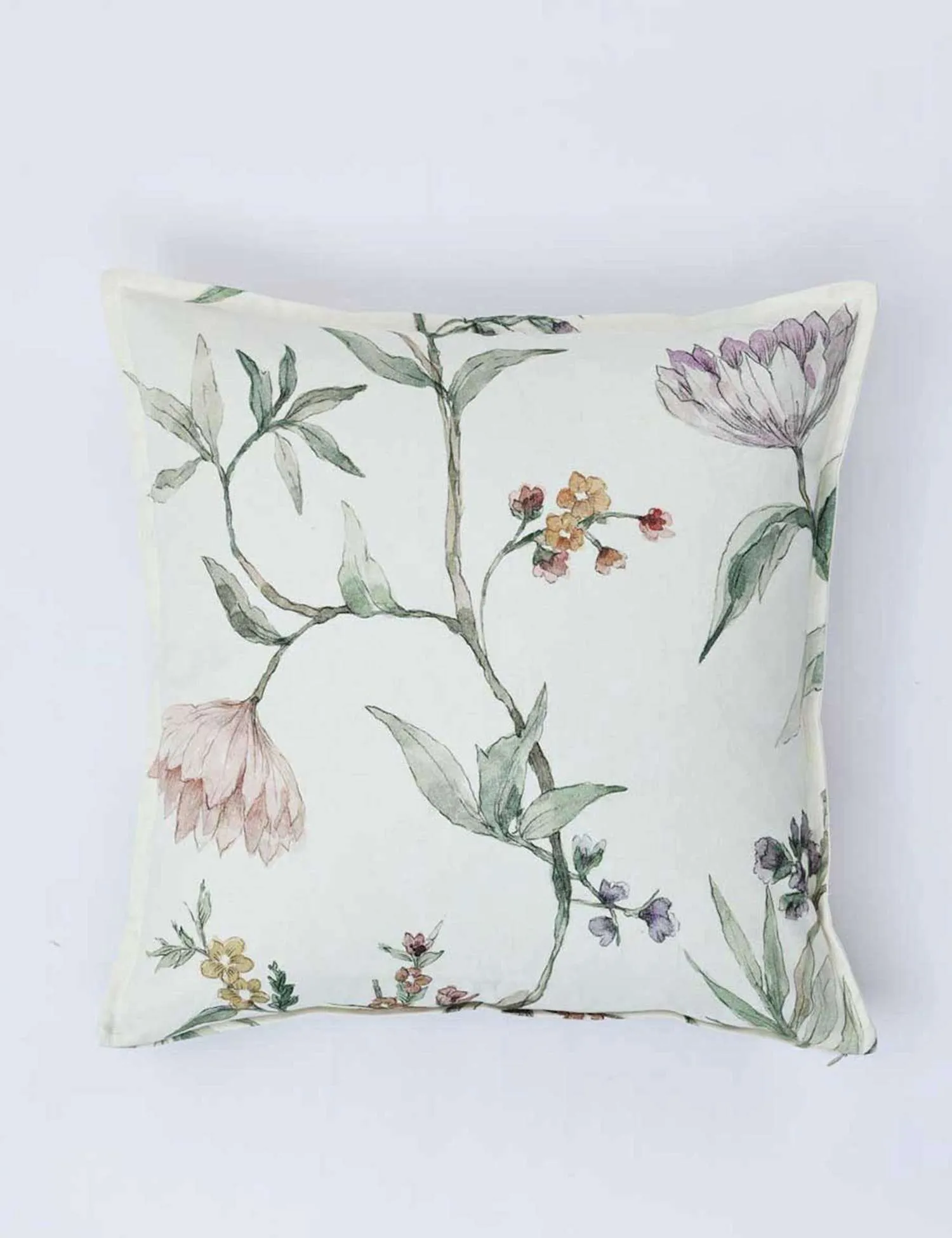 MM Linen Linen Blend Floral Piped 50x50cm Cushion Cream Mix