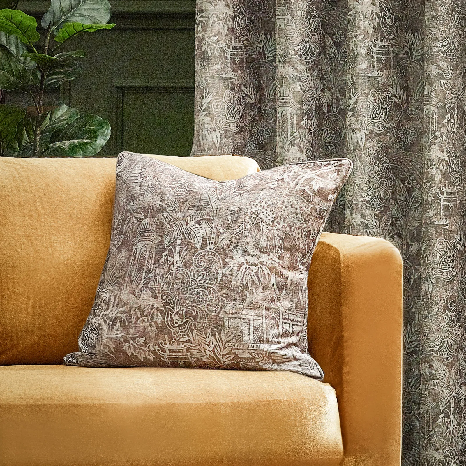 Wylder Tropics Bengal Chenille Polyester Filled Cushion in Beige