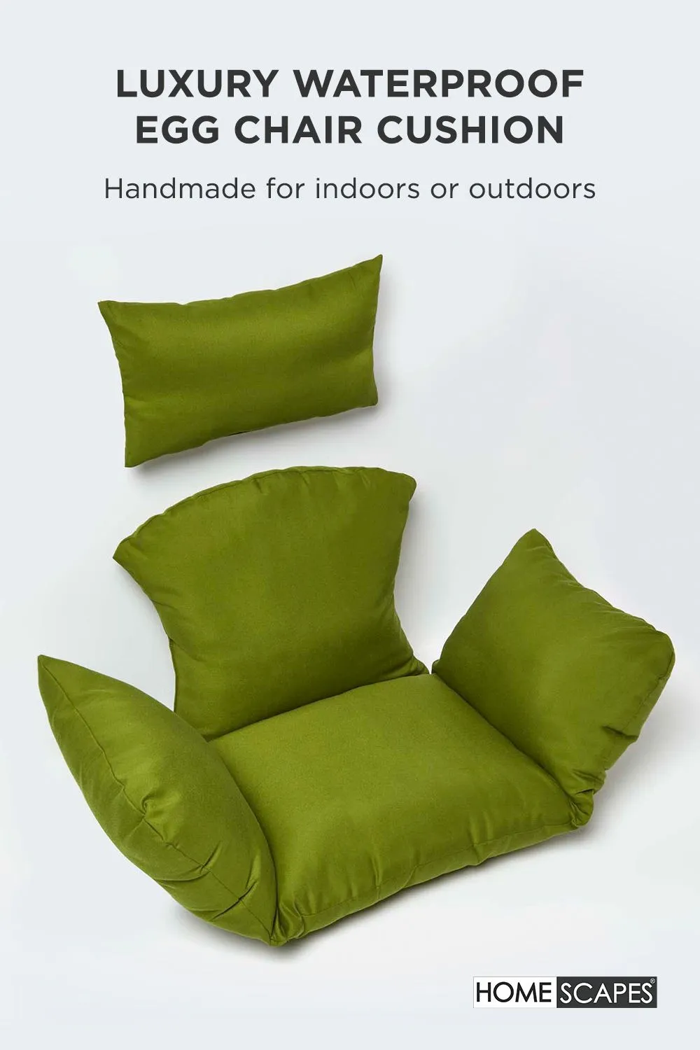 Homescapes Luxury Soft Waterproof Egg Chair Cushion Swing Chair Garden Seat in Green 2