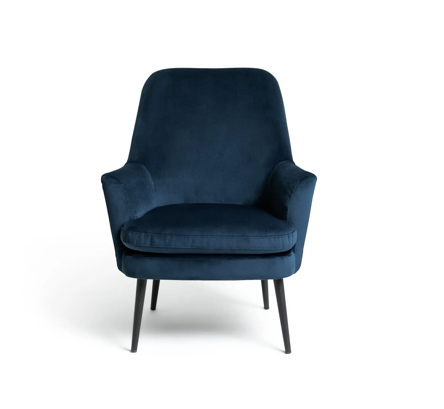 Habitat Celine Velvet High Back Chair & Footstool - Navy