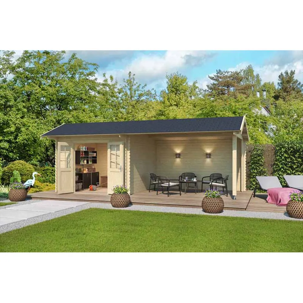 Lasita Maja Ltd New York-Log Cabin, Garden Room, Home Office - L720xW389.3xH273.6 cm in Light Brown
