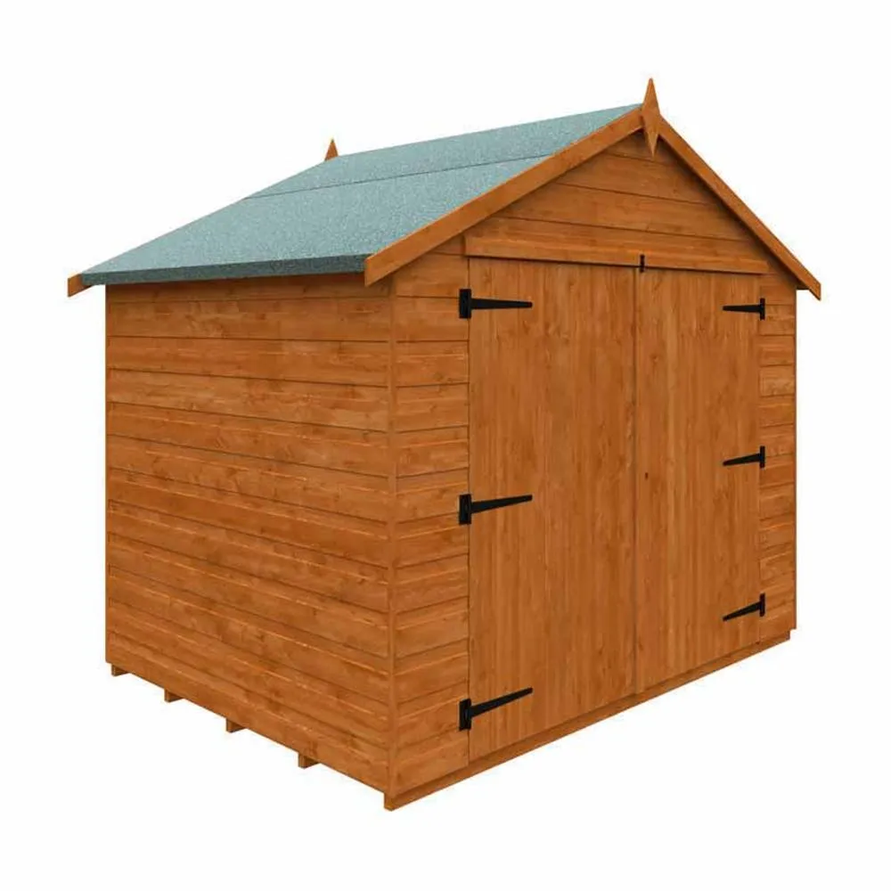 Buttercup Farm 5 x 7 Feet Apex Compact 12mm Shed - Solid Wood/Softwood/Pine in Burnt Orange