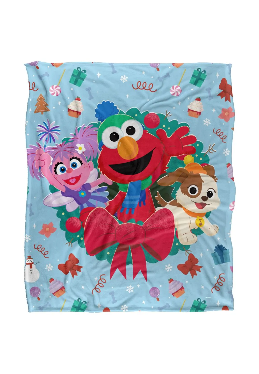 Sesame Street Furry Friends Forever Elmo Abby Wreath Silky Touch Super Soft Throw Blanket 152 X 127 cm in White