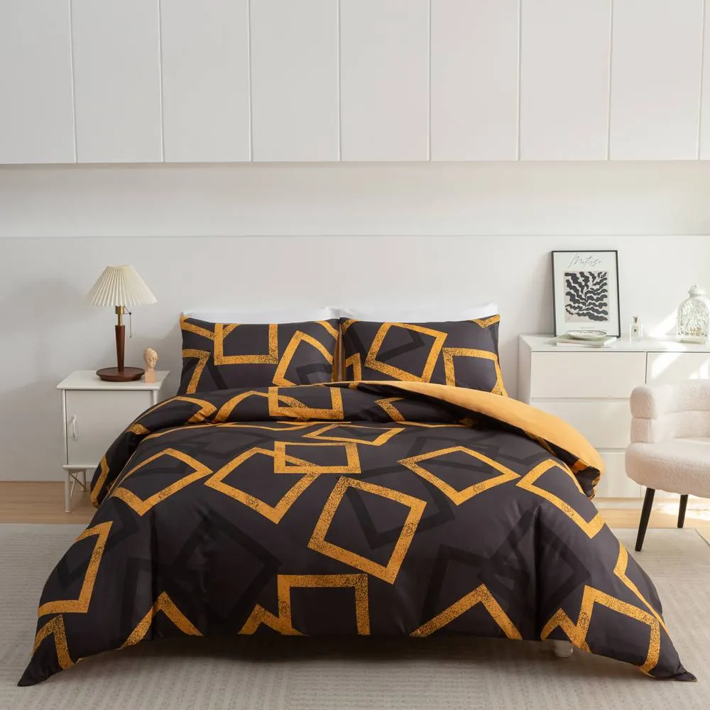 Pamposh Ultra Soft Duvet Cover Set Reversible with Zipper Closure in Black