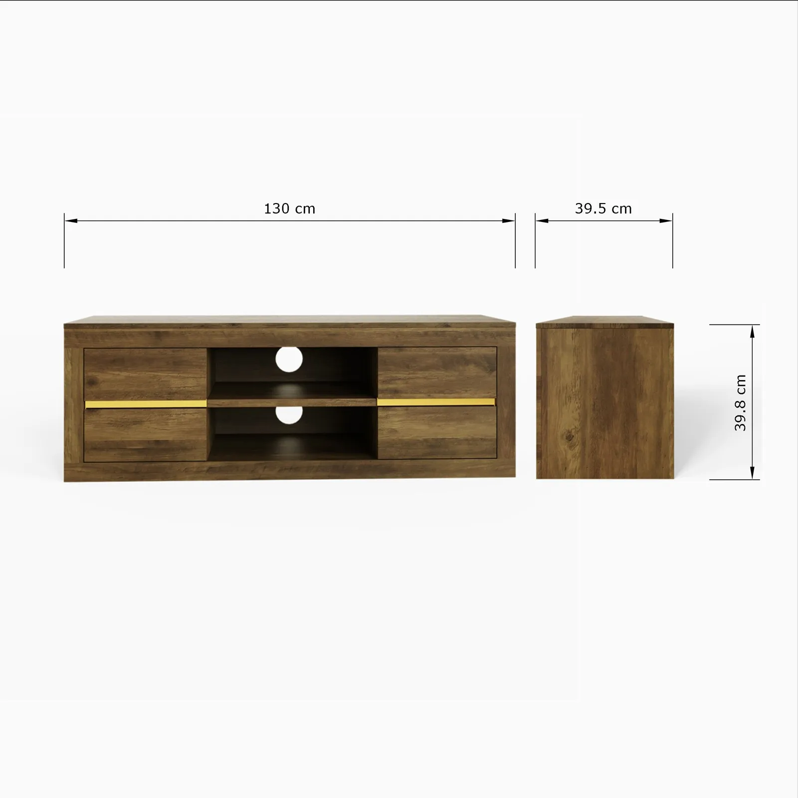 GFW Astley 4 Drawer TV Unit in Light Oak 6