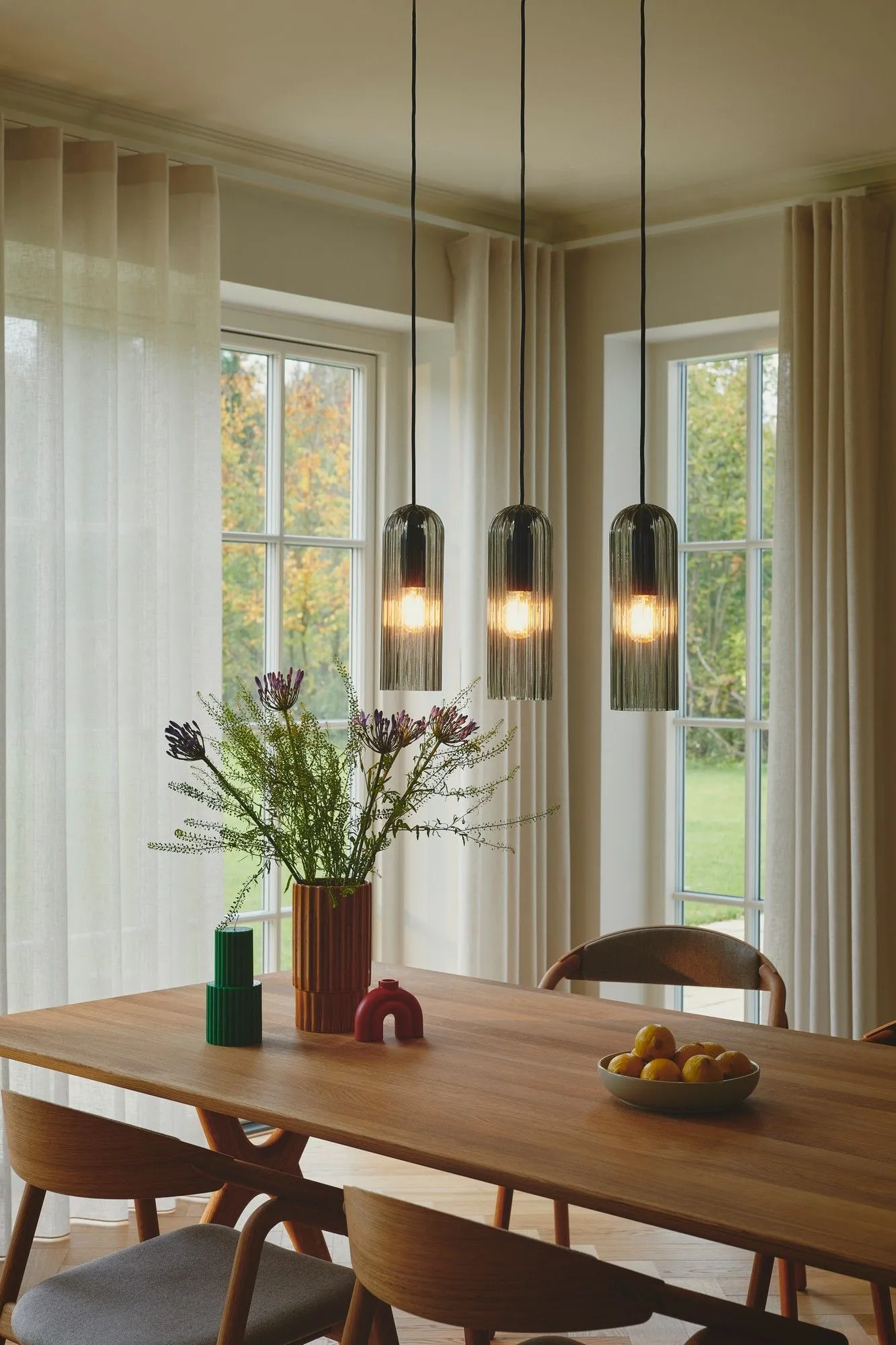 Nordlux Miella Pendant Light Smoked Black Glass Dining Room E27 Mains 6