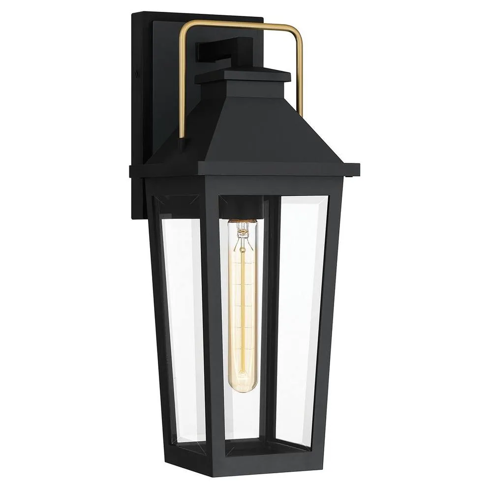 Netlighting Quoizel Outdoor Wall Lantern Black Brass IP44 1x E27