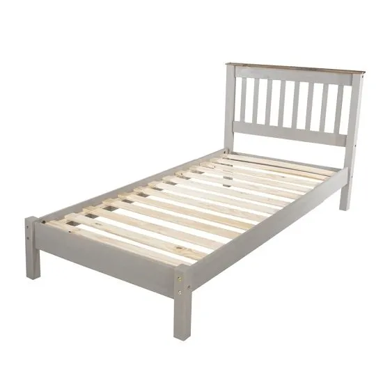 Corina Single Slatted Bed In Grey Wax Finish
