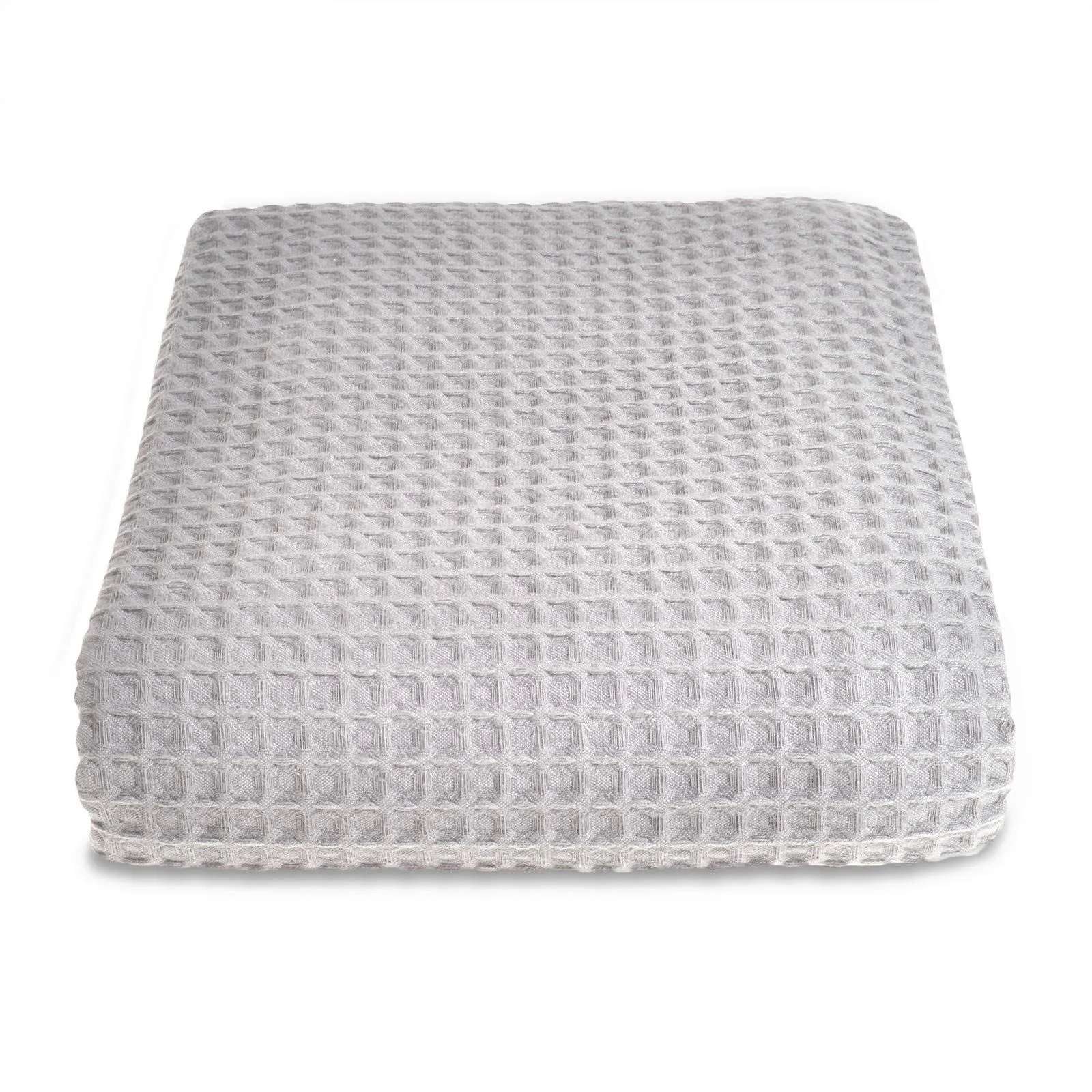 Allure Bath Fashions Luxury Hotel Waffle Throw Blanket Bedspread - 100% Cotton in Light Grey