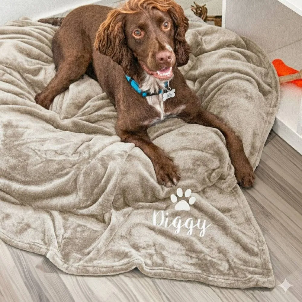 Duncan Stewart Personalised Dog Blanket Throw in Natural