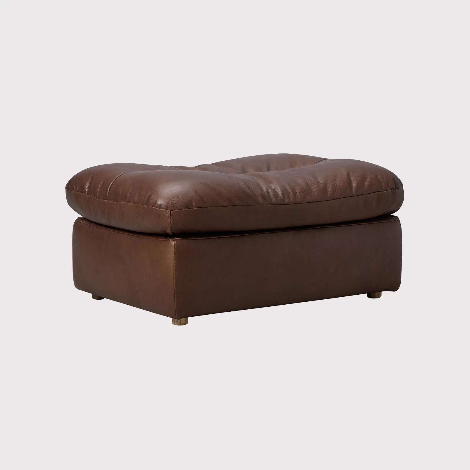 Timothy Oulton Lush Sectional Footstool, Brown Leather | Barker & Stonehouse
