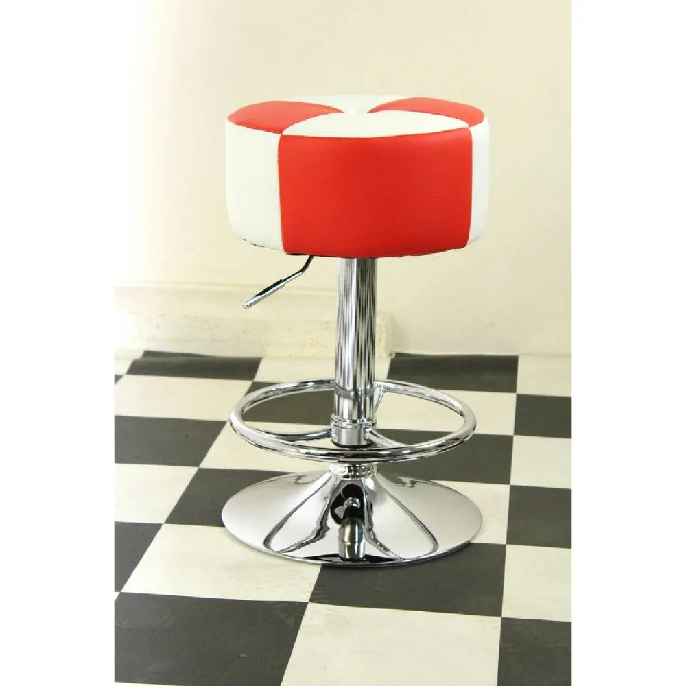 netfurniture Morasi Retro American Diner Kitchen Bar Stool Red & White Padded Seat 3