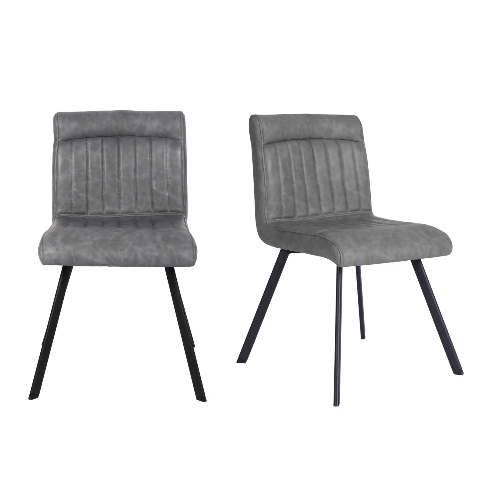 Felix Set of 2 PU Leather Dining Chairs Grey
