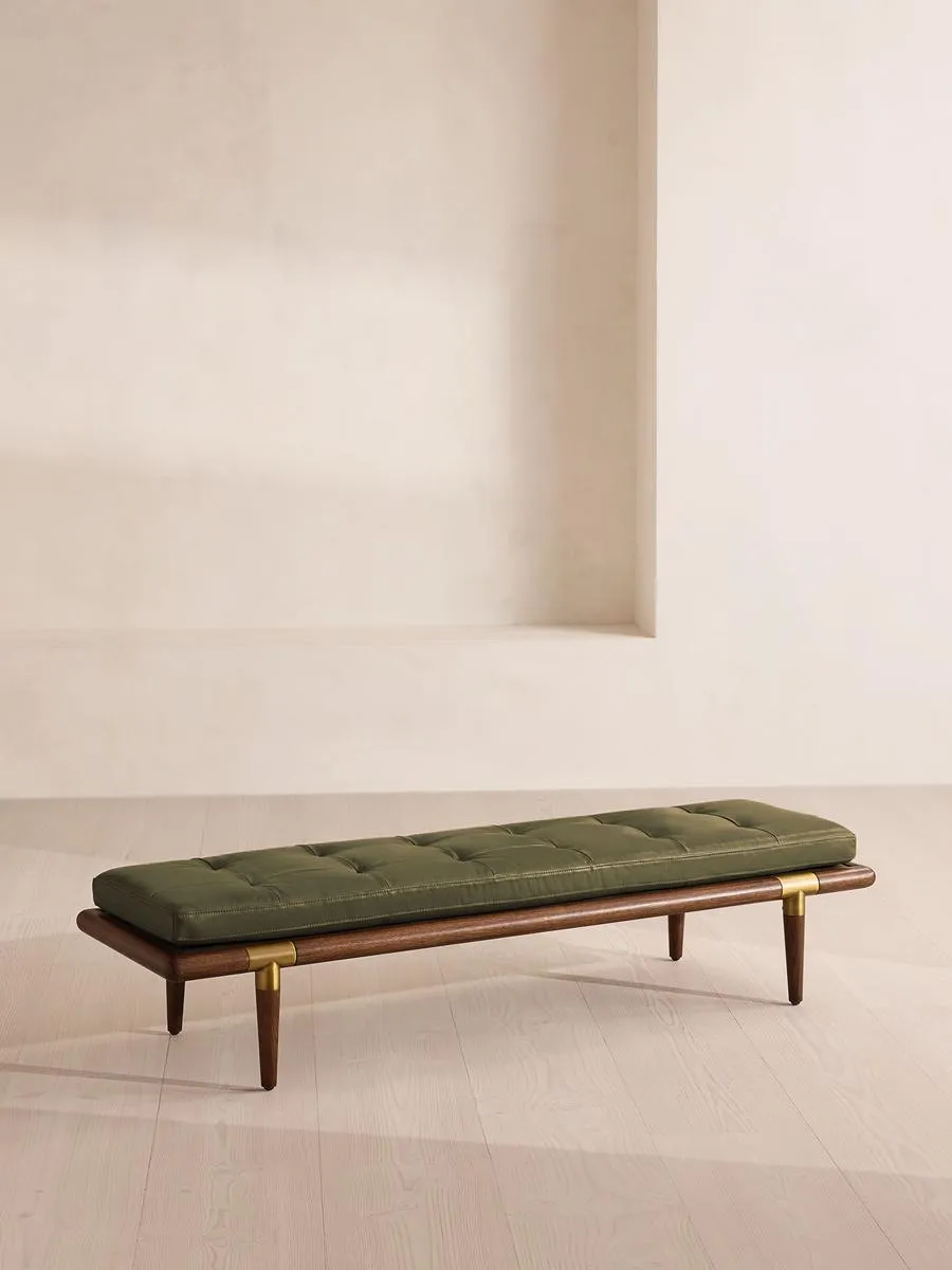 Theodore Bench, Leather, Moss