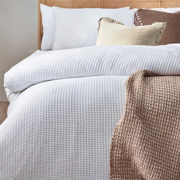 Yard Chunky Waffle 100% Cotton Duvet Cover & Pillowcase Set 4