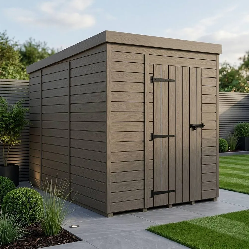 Buttercup Farm 6ft x 10ft Composite Pent Garden Shed Single Door No Windows - Grey 2