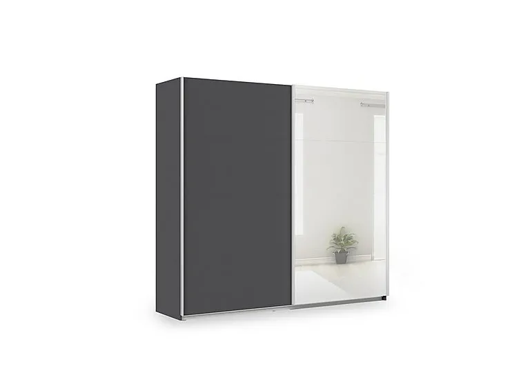 Impulse 226cm 2 Door Décor Slider Wardrobe with Mirror Door - Metallic Grey