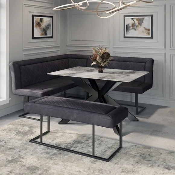 Indus Valley Athena 6 Seater Dining Table Corner Bench Set