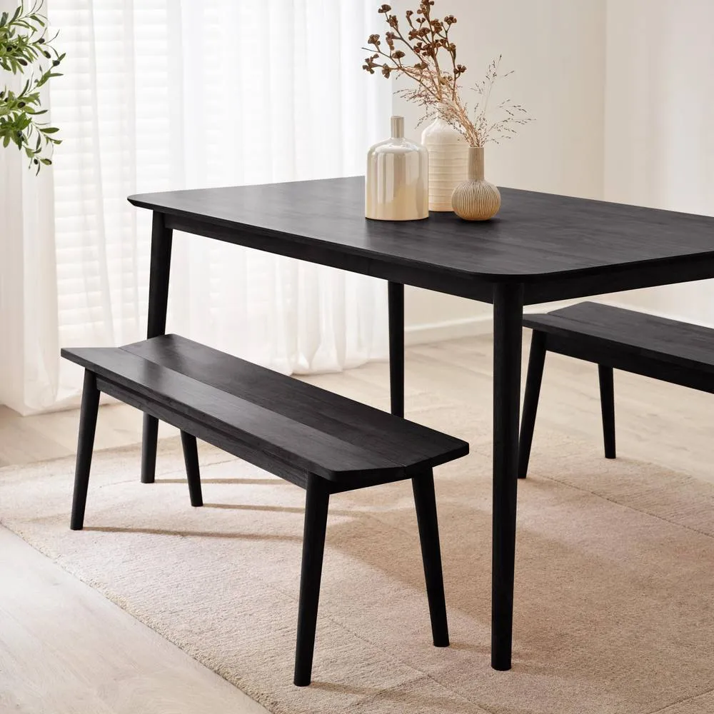 FurnitureboxUK Lynton Large Black Wooden Dining Table & 2 Benches 6