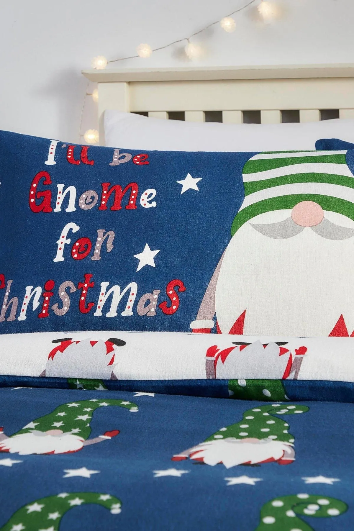 Fusion 'Gnome For Christmas' 100% Brushed Cotton Duvet Cover Set in Navy 3