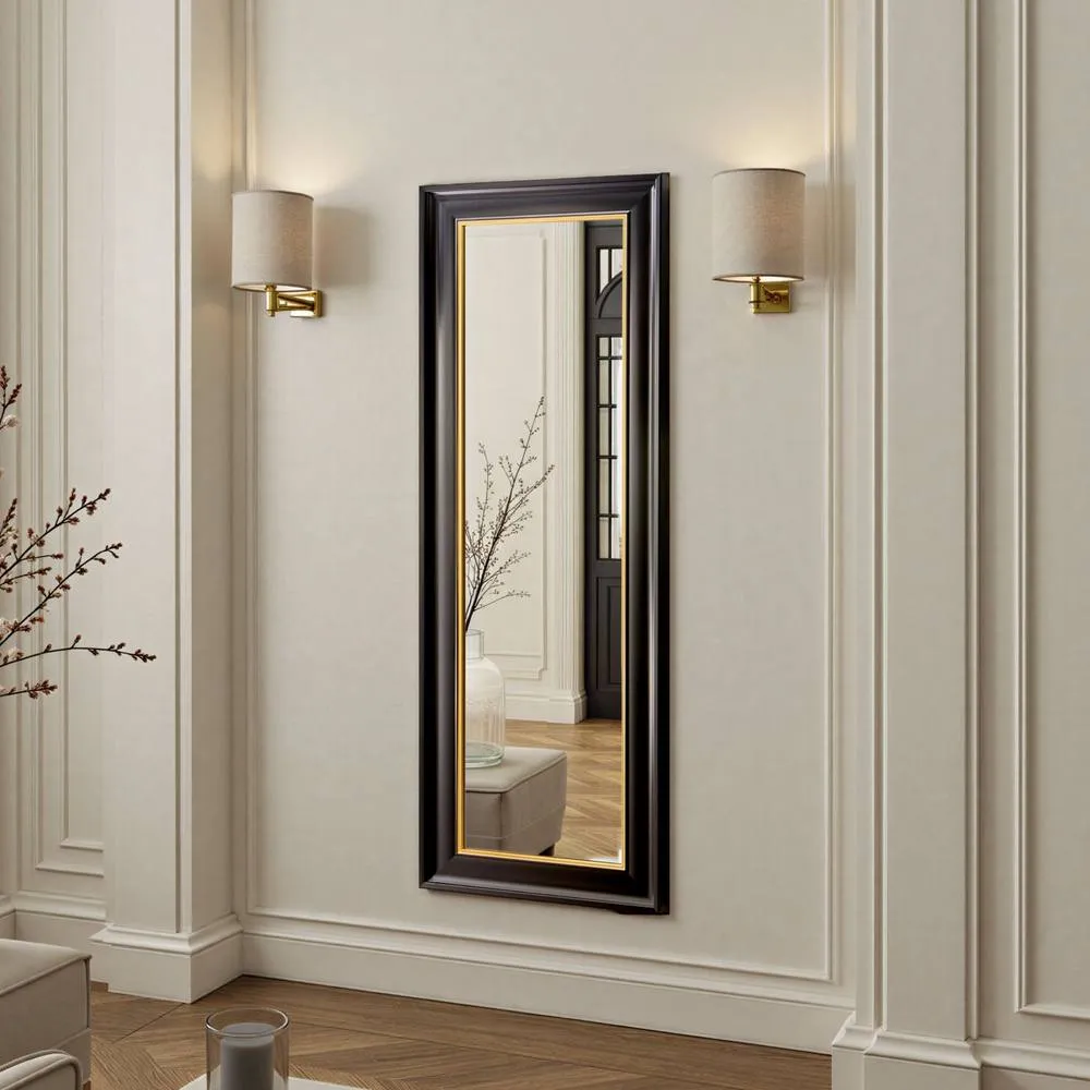 Yearn Mirrors Georgian Tall Black Gold Bevelled Mirror 2