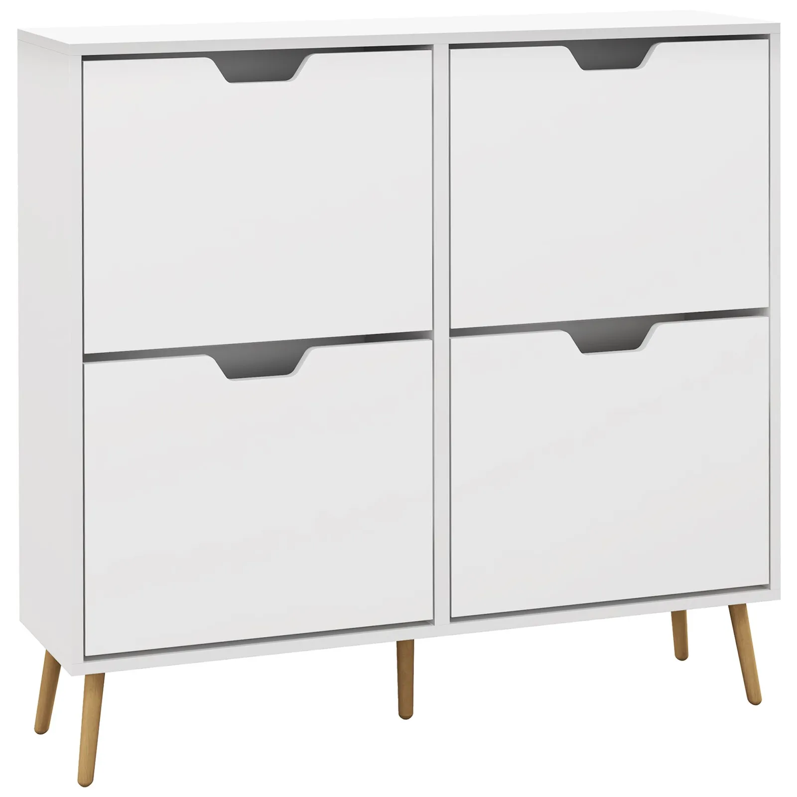 HOMCOM Shoe Storage Cabinet with 4 Flip Drawers for 16 Pairs of Shoes in White 2