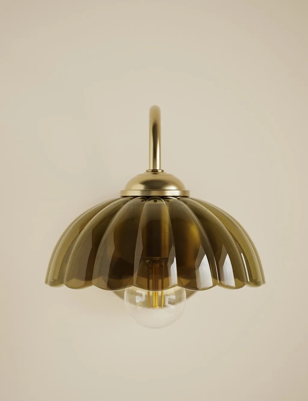 M&S Glass Scallop Wall Light Green