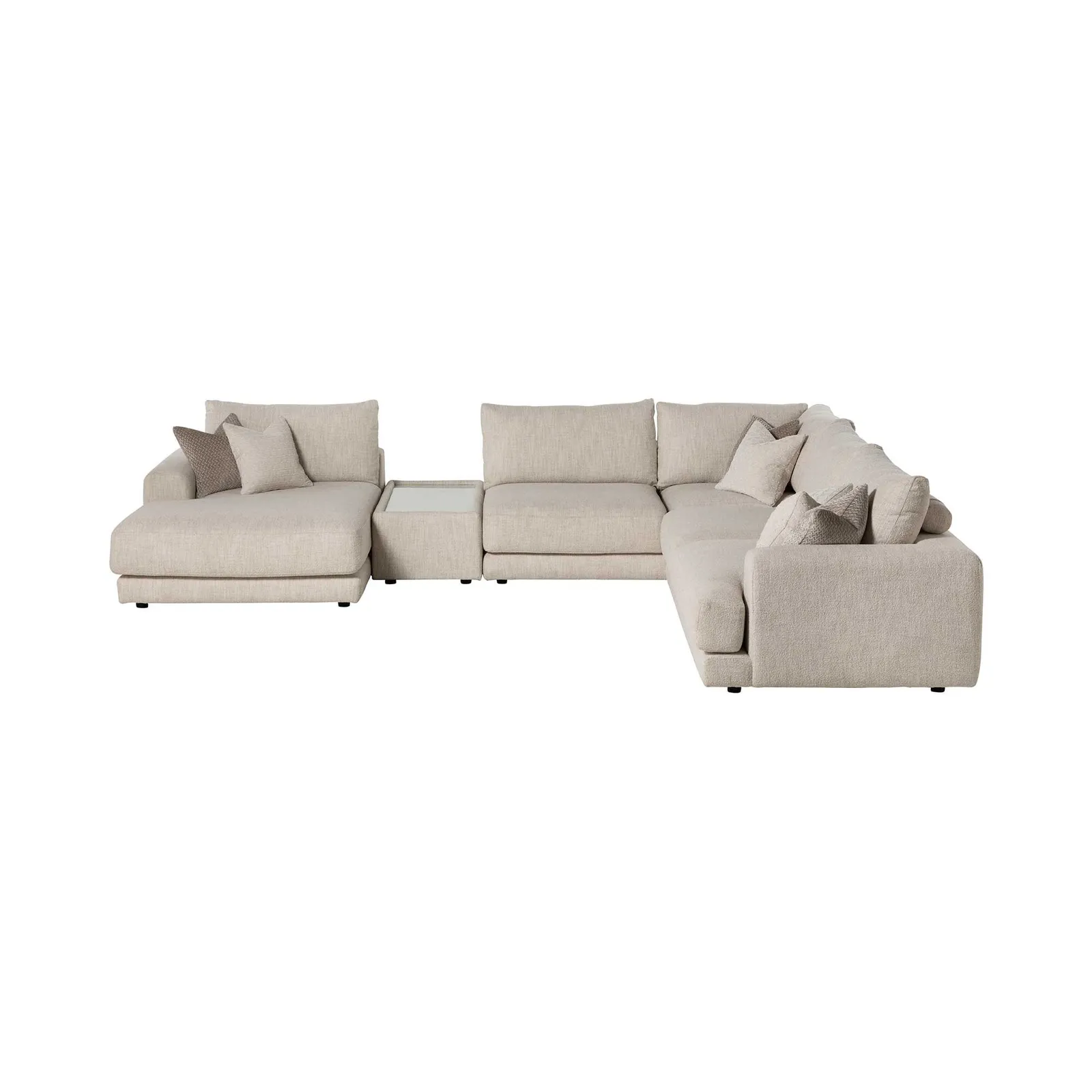 Lomax Rhf Large Chaise Corner Modular Sofa With Table, Neutral Fabric | Barker & Stonehouse 3