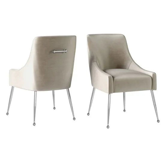 Claudia Mink Velvet Fabric Dining Chairs In Pair