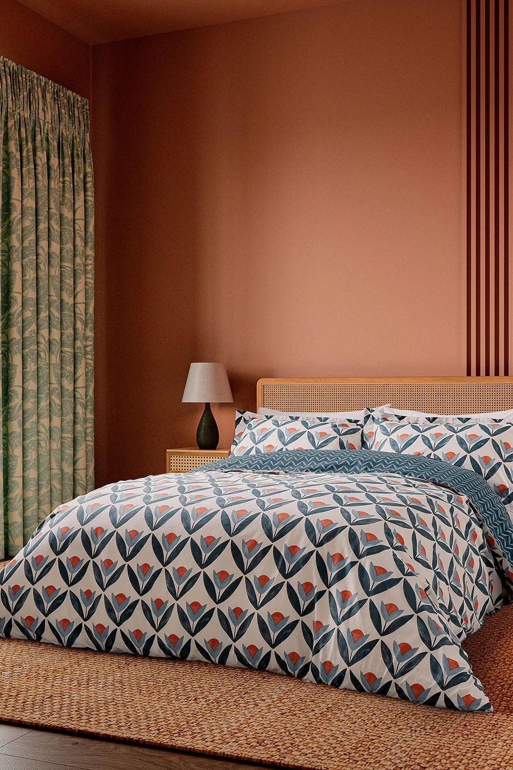Scion 'Tulip Trellis' Cotton Duvet Cover Set in Navy