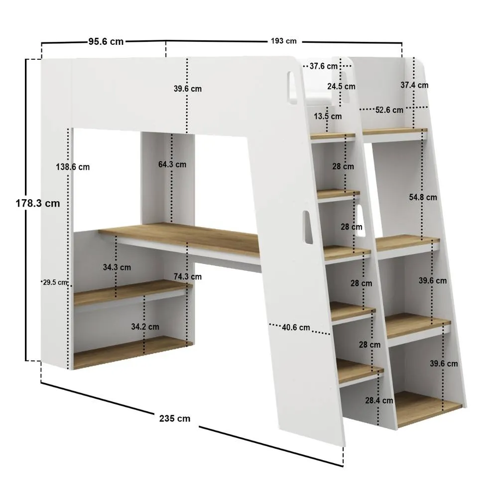 Flair Fern Staircase High Sleeper White & Oak 5