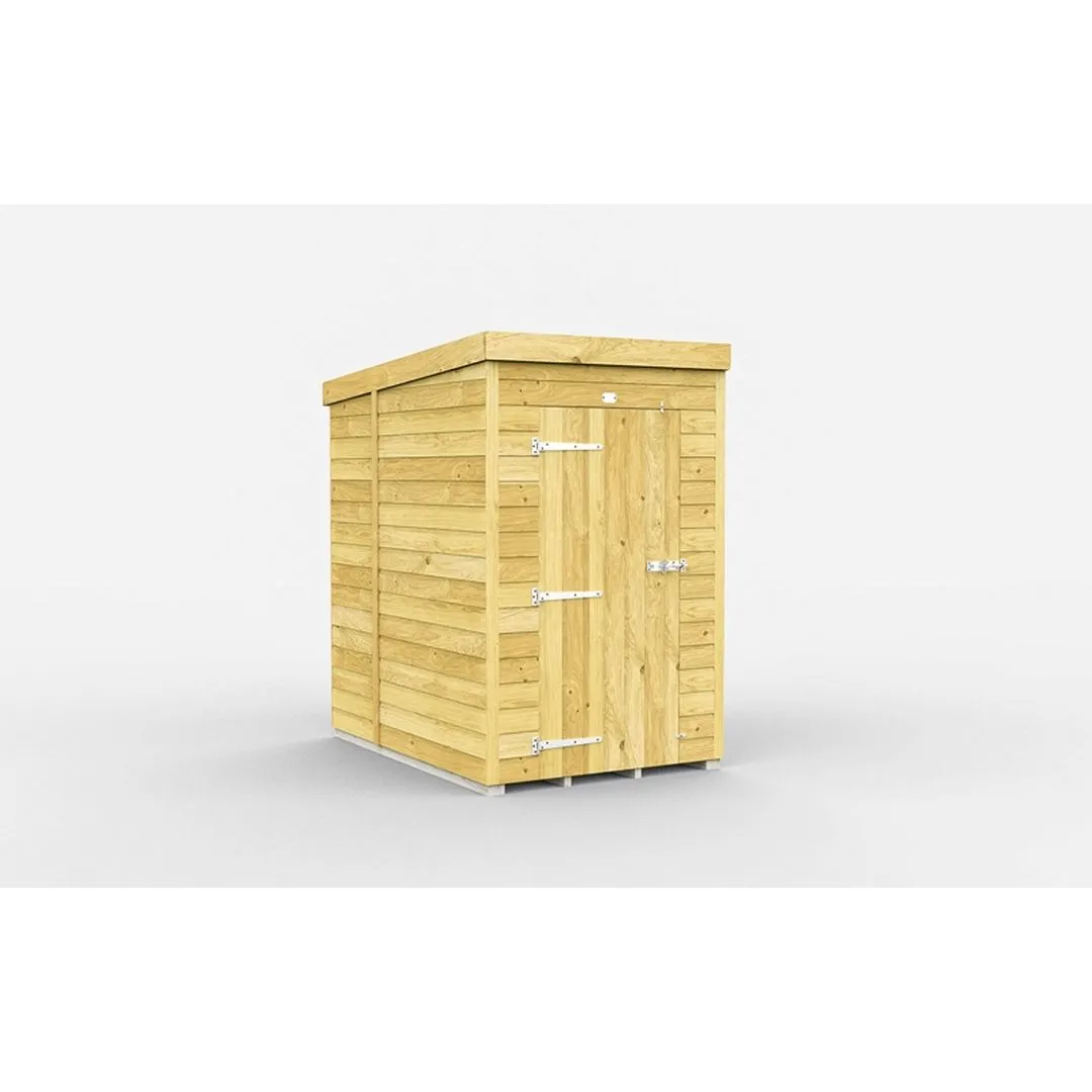 Buttercup Farm 4 x 7 Feet Pent Shed - Single Door W/O Windows - L214 x W127 x H201 cm in Brown