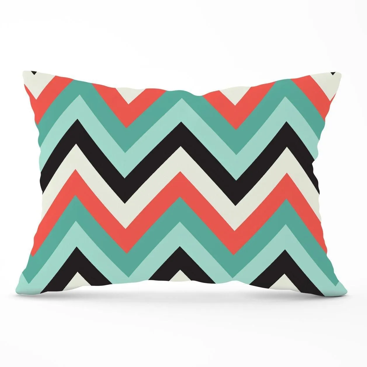 Warren Reed - Designer Geometric Colored Chevron Pattern Cushions in Green