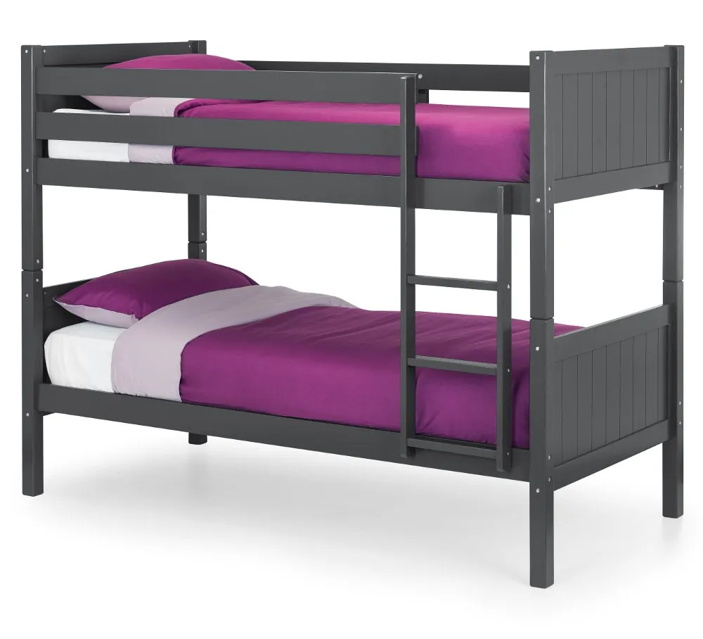 Bella Grey Wooden Bunk Bed Frame - 3ft Single