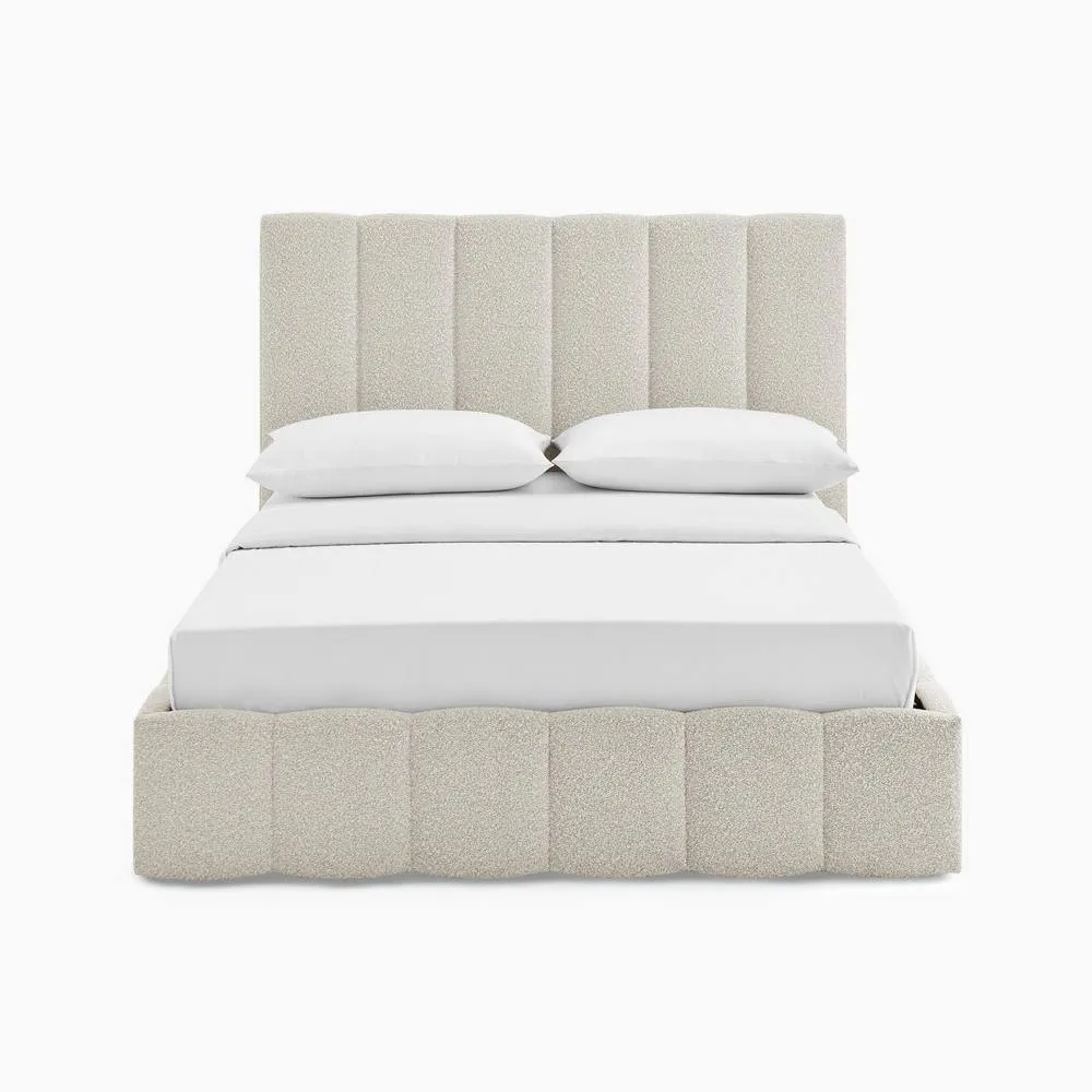 FurnitureboxUK Trifle Beige Boucle Fabric Ottoman Double Bed Frame 3