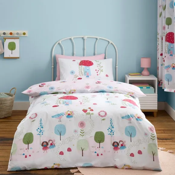 Toadstool Fairies Reversible Polycotton Duvet Cover & Pillowcase Set 1