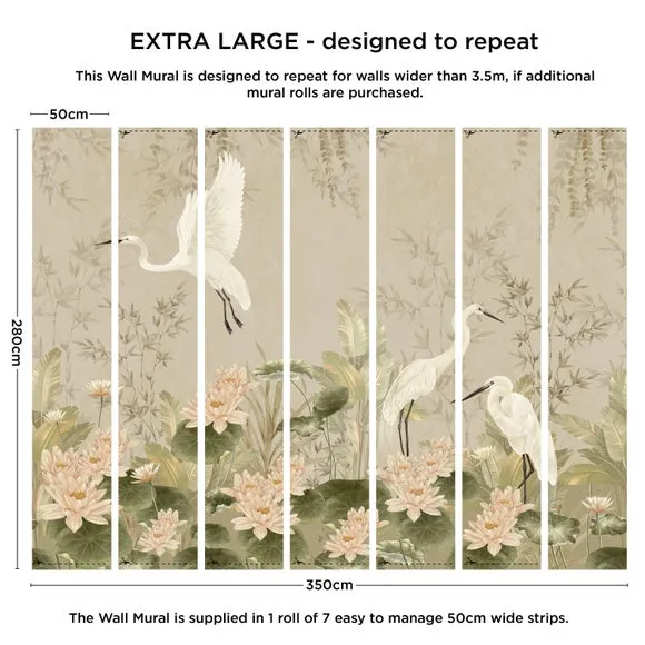 Cranberry and Laine Opulent Crane Wall Mural 4