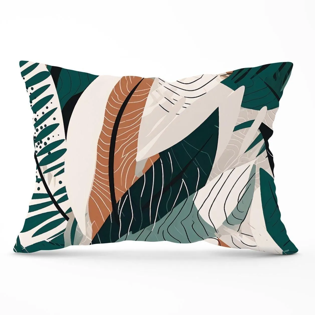 Warren Reed - Designer Autumn Tropical Leaves Green Brown Cushions