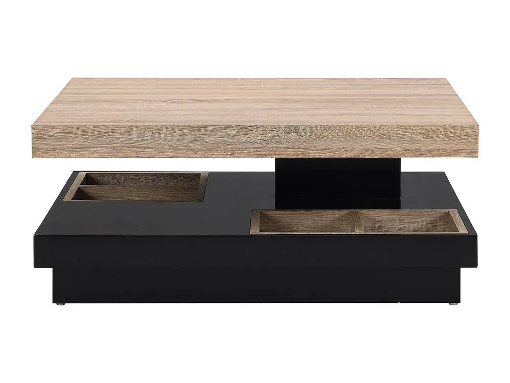 Vente-unique Swiveling Tabletop Coffee Table - Black Lacquered & Natural MDF 2