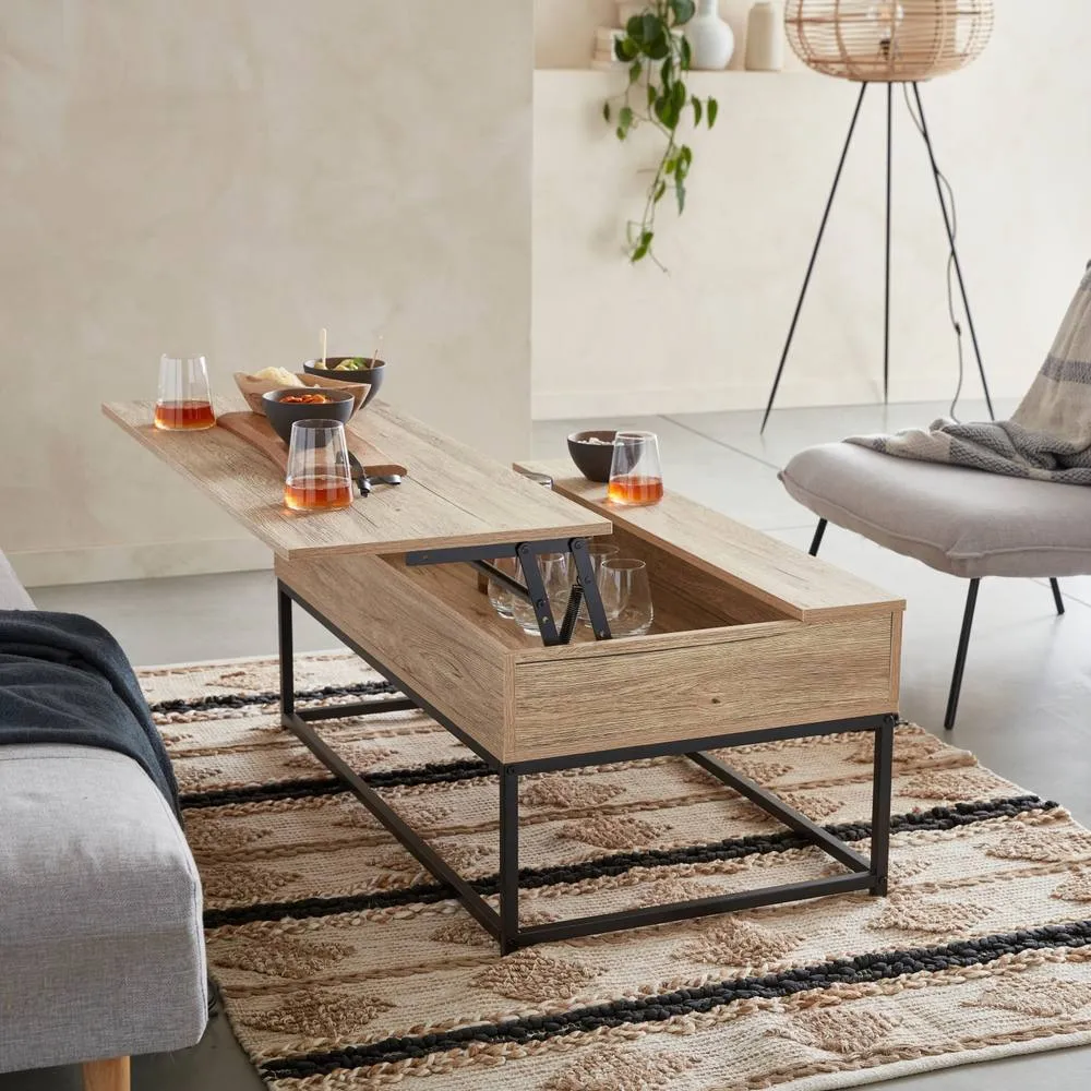 sweeek Liftable Coffee Table in Light Brown 6