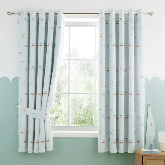 Little Boats Blackout Eyelet Curtains 2