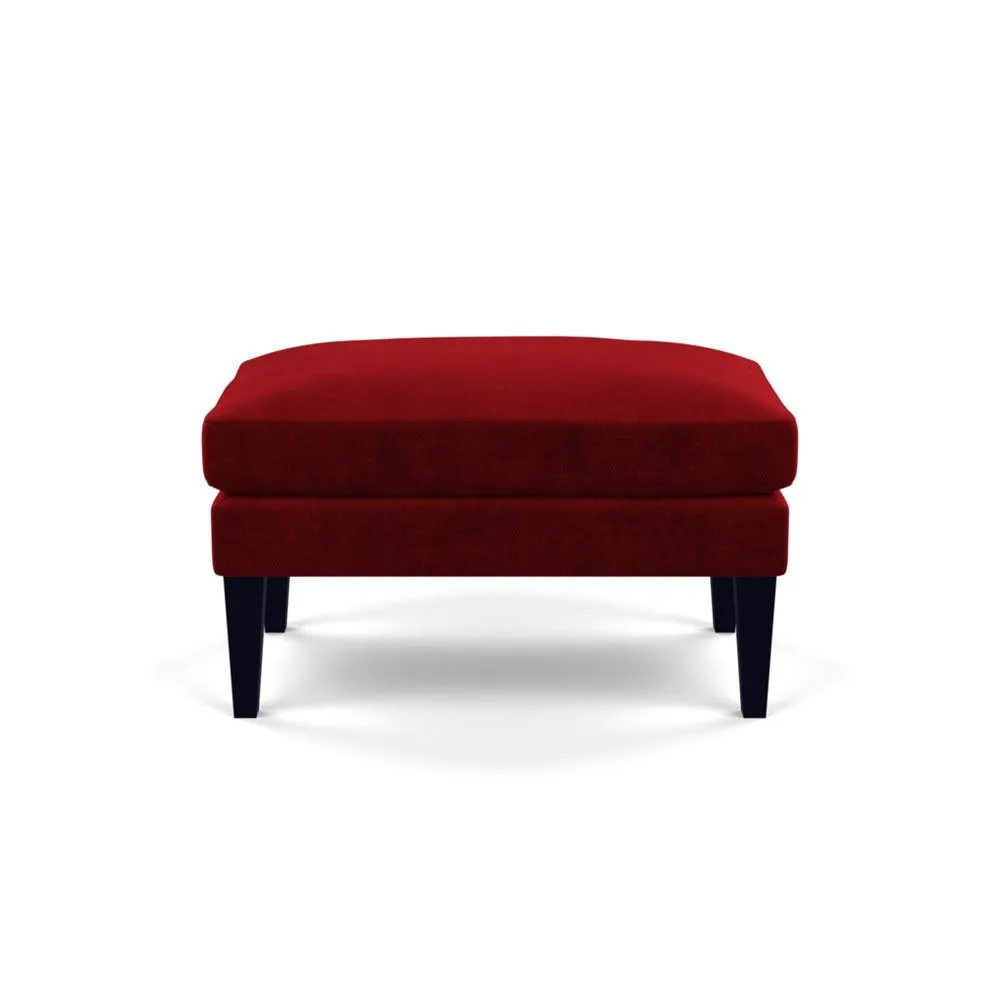 Heal's Wallis Ottoman Smart Luxe Velvet Mulberry Black Feet 2