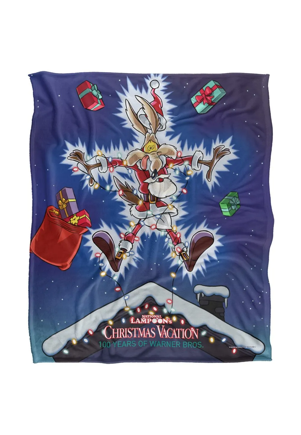 Warner Bros. Wile E Coyote Christmas Vacation Silky Touch Super Soft Throw Blanket 152 X 127 cm in White