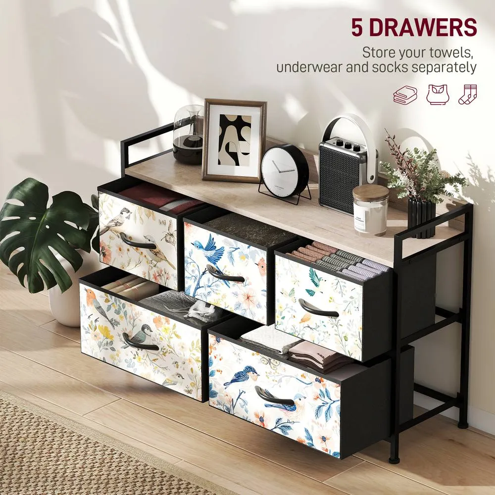 HOMCOM Chest of Drawers, Fabric Dresser with Open Shelf in White 4