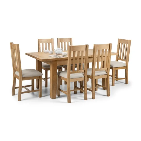 Astoria 4-6 Seater Rectangular Extendable Dining Table with 6 Hereford Chairs, Solid Oak 2