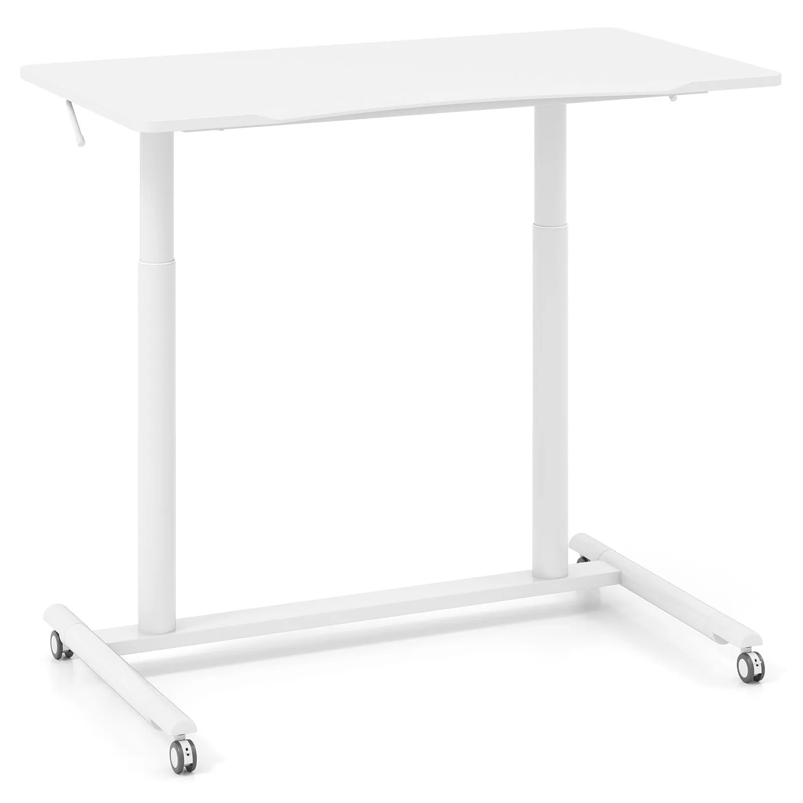 Costway Mobile Standing Desk C-Shaped Sit Stand Desk w/Adjustable Height in White 4