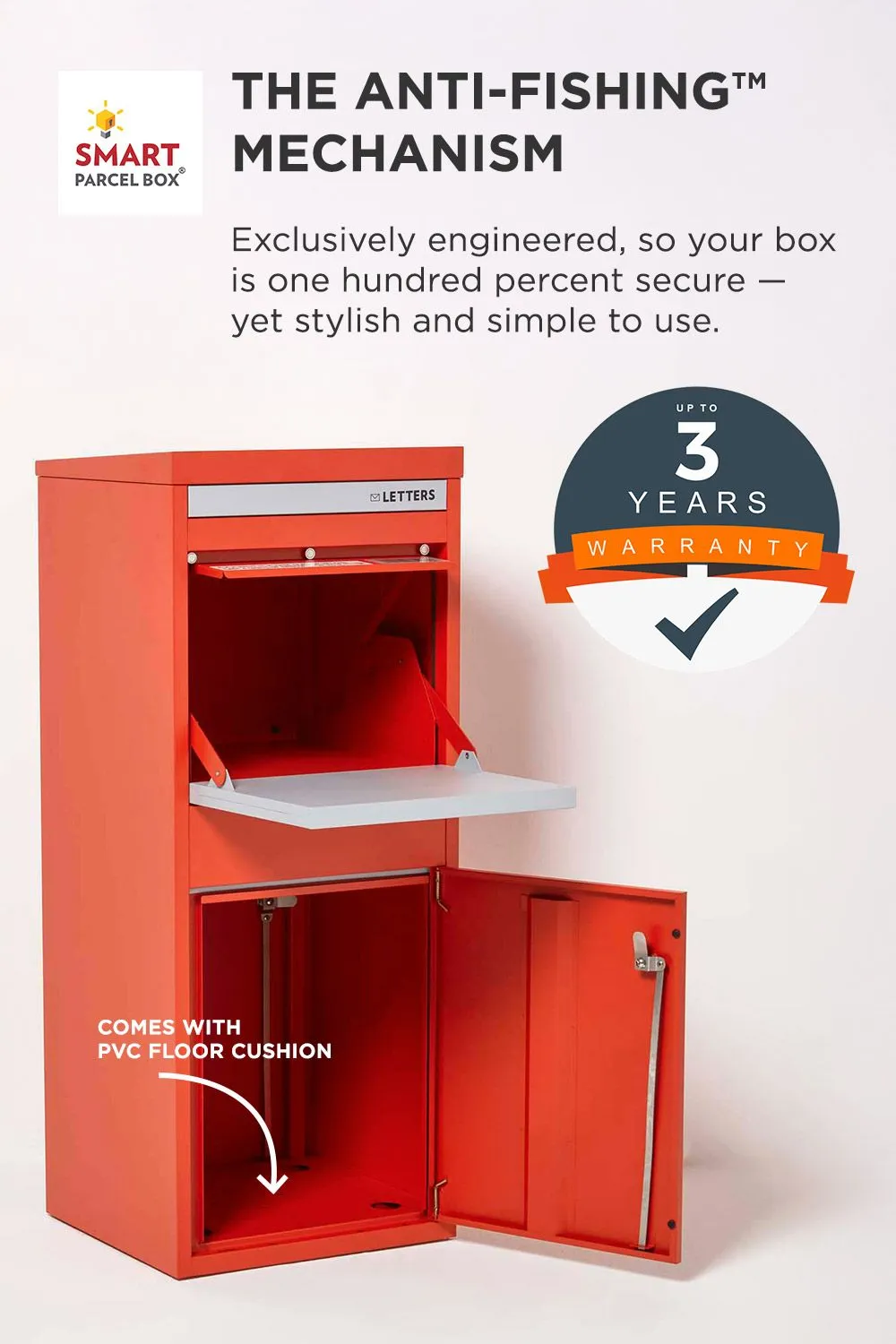 Homescapes Smart Parcel Box® Large Front Access Secure Delivery Box in Red 3