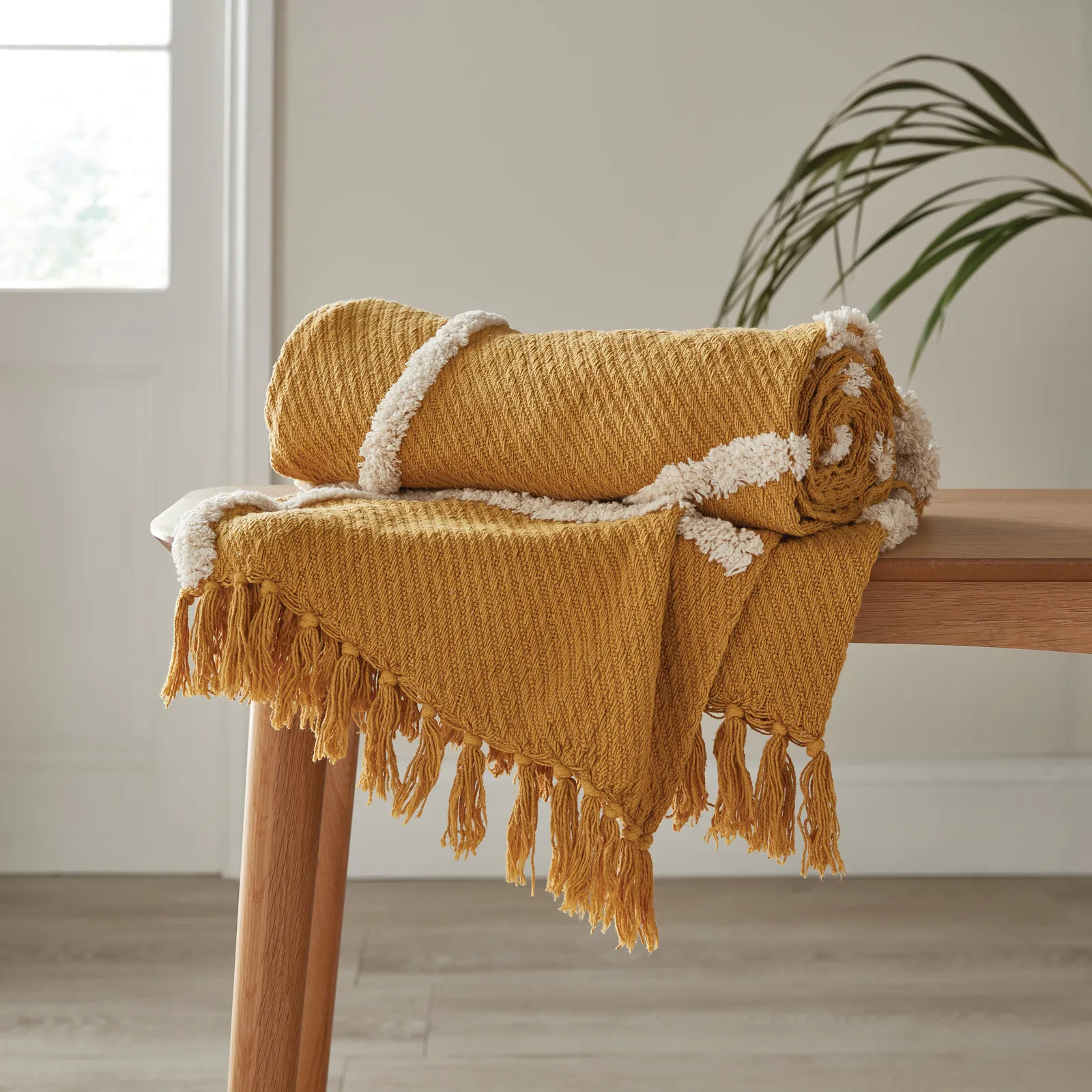 Elements Paco Tufted 130cm x 180cm Throw Yellow