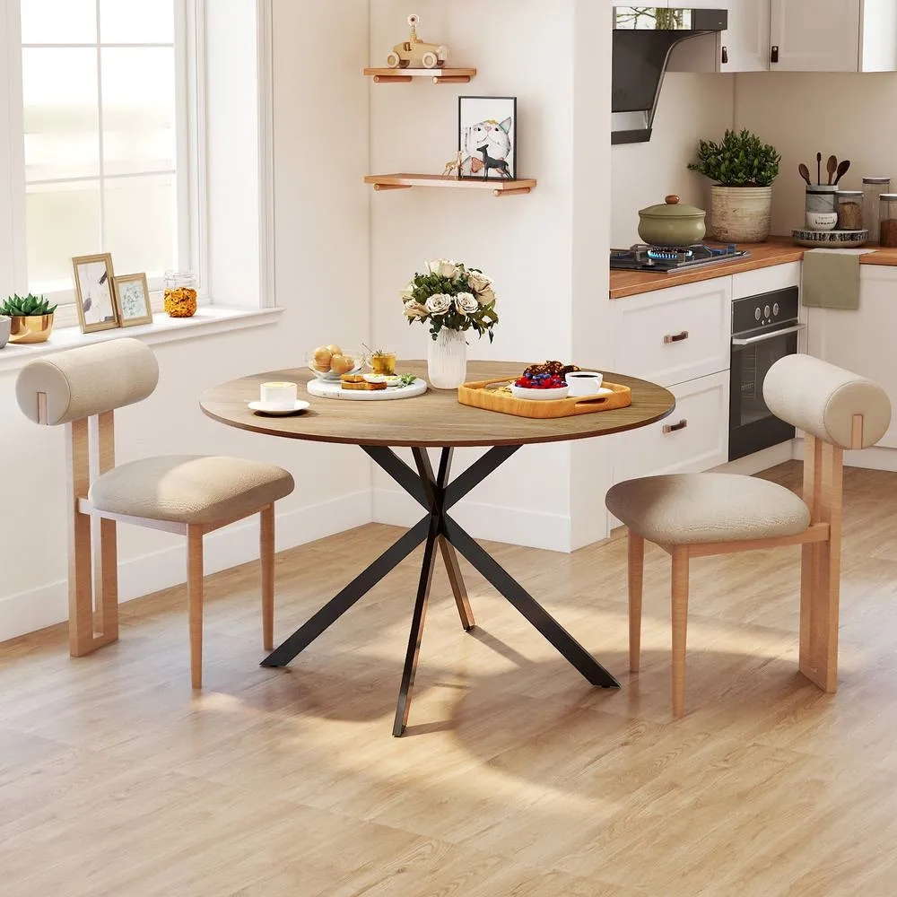 HOMCOM 120 cm Dining Table for 4, Industrial Kitchen Table with Steel Legs in Natural